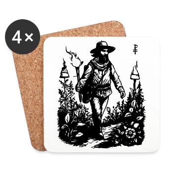 Le Vagabond Porteur de Lumière porte le flambeau - Dessous de verre (lot de 4) - blanc - Devant