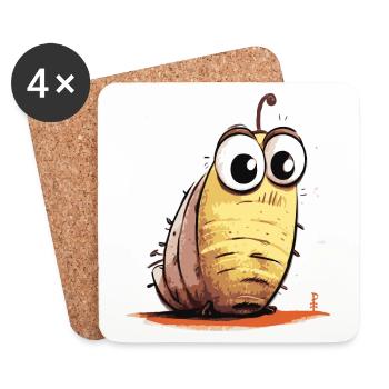 A Funny Dune Worm Larvae Friend - Coasters (set of 4) - white - Front