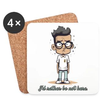 I'd Rather Not Be Here - The Nerd - Coasters (set of 4) - white - Front