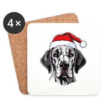 Dogue Allemand Chien Noël Drôle Noël - Dessous de verre (lot de 4) - blanc - Devant