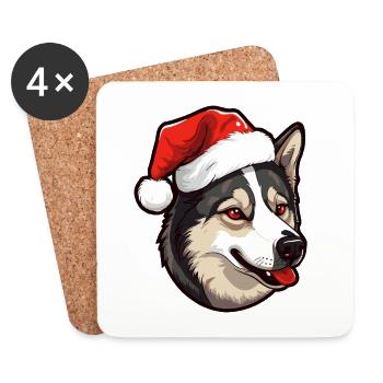 Akita Dog Christmas Funny Xmas - Coasters (set of 4) - white - Front