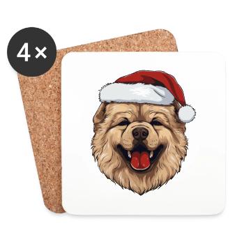 Chow Chow Chien Noël Drôle Noël - Dessous de verre (lot de 4) - blanc - Devant
