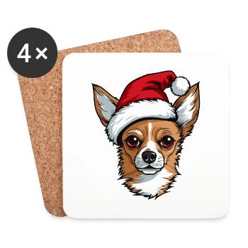 Chihuahua Dog Christmas Funny Xmas - Coasters (set of 4) - white - Front
