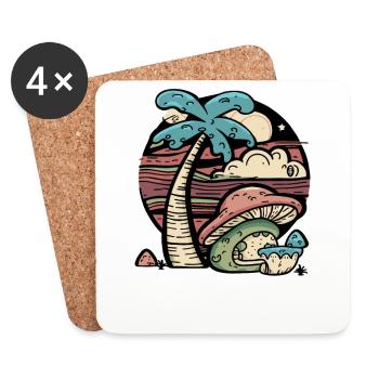 Fantasy Mushroom Palm Island - Coasters (set of 4) - white - Front