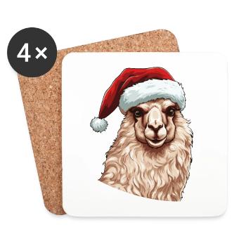 Alpaca Christmas Portrait Llama Xmas - Coasters (set of 4) - white - Front