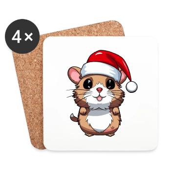Hamster Christmas Animal Portrait Xmas - Coasters (set of 4) - white - Front