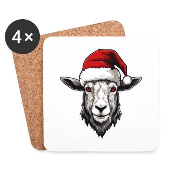 Ziege Weihnachten Tier Porträt Xmas - Untersetzer (4er-Set) - Weiß - Vorne