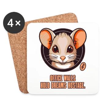 Philosopy Mouse: Office Walls Hold Tears Hostage - Coasters (set of 4) - white - Front