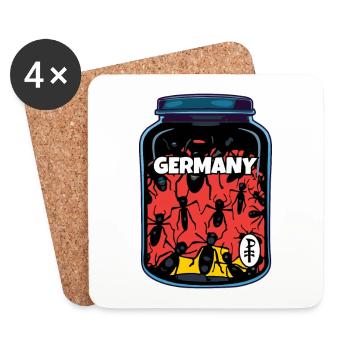 Germany: German worker ants in a jar - Coasters (set of 4) - white - Front