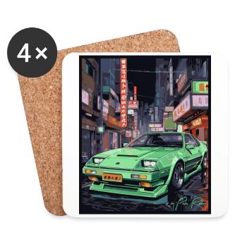 Japanese Car: Bosozoku Sports Car Osaka JDM - Coasters (set of 4) - white - Front