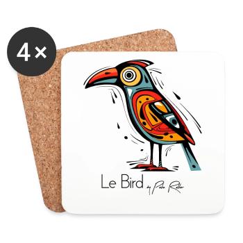 The Abstract Art Bird - Coasters (set of 4) - white - Front