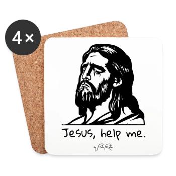 Jesus, help me - Coasters (set of 4) - white - Front