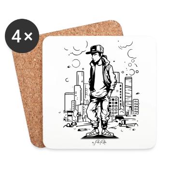Urban style: hip-hop - Coasters (set of 4) - white - Front