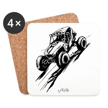Rallye de buggy de sable - Dessous de verre (lot de 4) - blanc - Devant