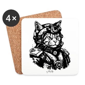 Ein Weltraum-Marine-Katze - Untersetzer (4er-Set) - Weiß - Vorne