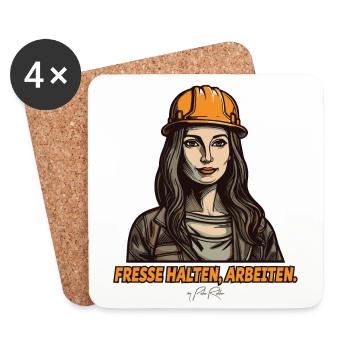 Bauleiter, Fresse halten und arbeiten - Untersetzer (4er-Set) - Weiß - Vorne