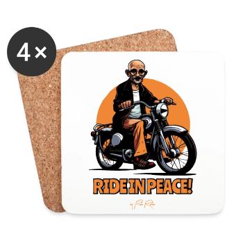 Roulez en toute tranquillité, motard - Dessous de verre (lot de 4) - blanc - Devant