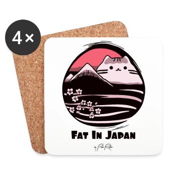 Il y a un gros chat au Japon - Dessous de verre (lot de 4) - blanc - Devant