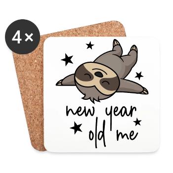 New Year Old Me Faultier Silvester Neues Jahr 2027 - Untersetzer (4er-Set) - Weiß - Vorne