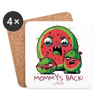 Wütende Mama Melone und Kinder, Mama ist zurück - Untersetzer (4er-Set) - Weiß - Vorne