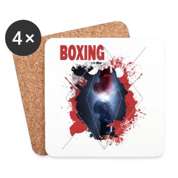 Boxen Boxing Boxer Boxhandschuhe Boxkampf Boxring - Untersetzer (4er-Set) - Weiß - Vorne