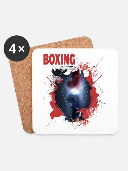 Boxen Boxing Boxer Boxhandschuhe Boxkampf Boxring - Untersetzer (4er-Set) - Weiß