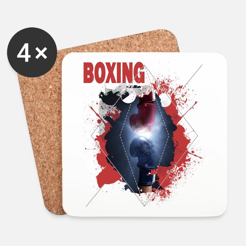 Boxen Boxing Boxer Boxhandschuhe Boxkampf Boxring - Untersetzer (4er-Set) - Weiß