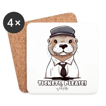 Tickets please! The platoon leader Otter - Coasters (set of 4) - white - Front
