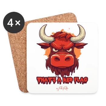 A red flag for cow and bull - Coasters (set of 4) - white - Front
