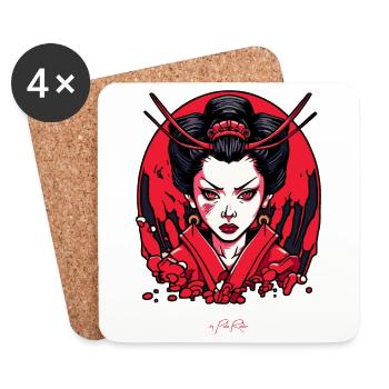 Anime geisha - Coasters (set of 4) - white - Front