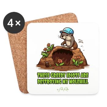 The environmentally conscious mole gardener - Coasters (set of 4) - white - Front