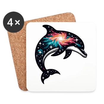 Dolphin Space Galaxy Universe - Coasters (set of 4) - white - Front