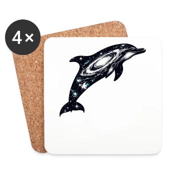 Dolphin Space Galaxy Universe - Coasters (set of 4) - white - Front