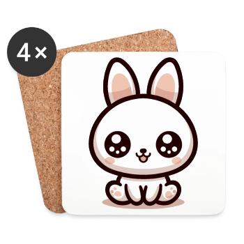 Kaninchen Bubble Tea Kawaii - Untersetzer (4er-Set) - Weiß - Vorne
