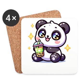 Panda Bubble Tea Boba Kawaii - Untersetzer (4er-Set) - Weiß - Vorne