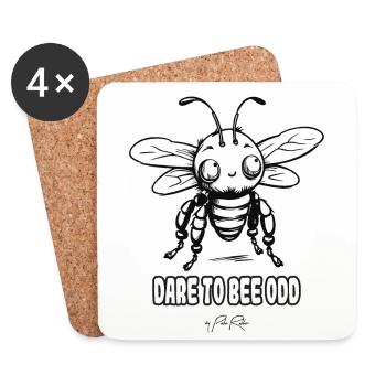 Dare to be strange: funny bee - Coasters (set of 4) - white - Front