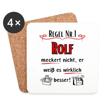 Rolf meckert nicht, er weiß es wirklich Besser ! - Untersetzer (4er-Set) - Weiß - Vorne