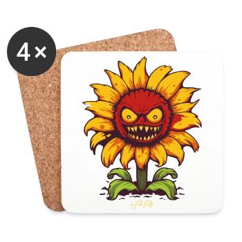 The Evil Crazy Sunflower - Coasters (set of 4) - white - Front