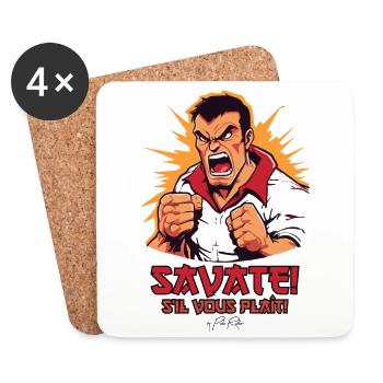 Savate d’Art Martial Français - Dessous de verre (lot de 4) - blanc - Devant