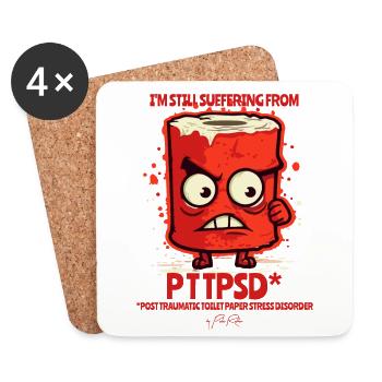 Syndrome de stress post-traumatique du papier toilette - Dessous de verre (lot de 4) - blanc - Devant