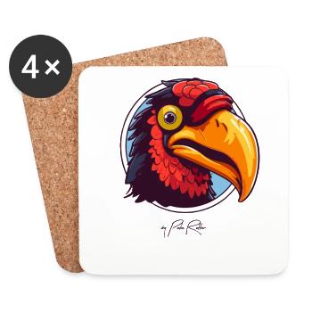Jungle, Rainforest, Chicken, Bird, Toucan - Coasters (set of 4) - white - Front