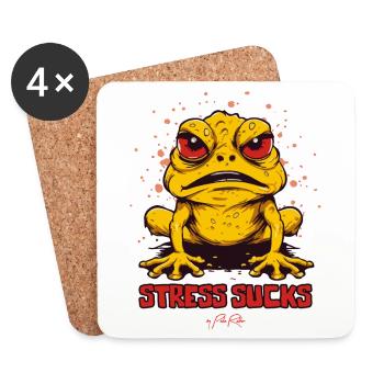 Angry Frog Toad says: Stress sucks - Coasters (set of 4) - white - Front