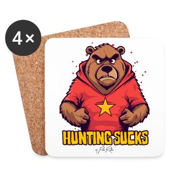 Angry Bear says: Hunting is stupid - Coasters (set of 4) - white - Front