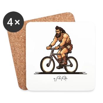 Pixel-Design Höhlenmensch Barbaren Mountain Bike - Untersetzer (4er-Set) - Weiß - Vorne