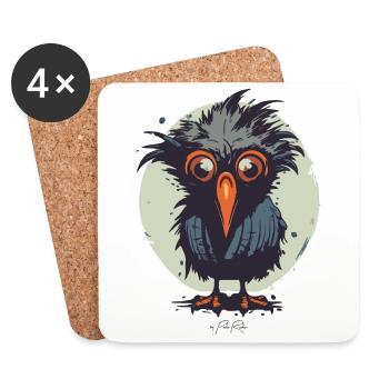 Verwirrter, zerzauster kleiner süßer Vogel - Untersetzer (4er-Set) - Weiß - Vorne
