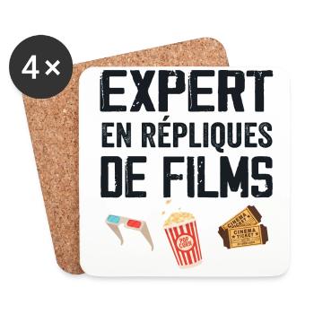 Expert en répliques de films cadeau humour cinéma - Dessous de verre (lot de 4) - blanc - Devant