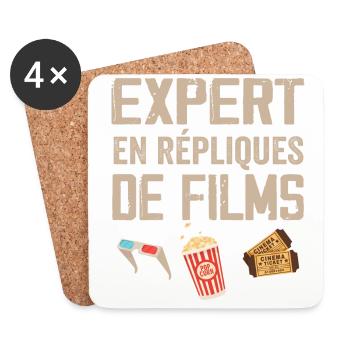 Expert en répliques de films cadeau humour cinéma - Dessous de verre (lot de 4) - blanc - Devant