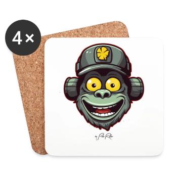 Funky, funny, friendly monkey - Coasters (set of 4) - white - Front