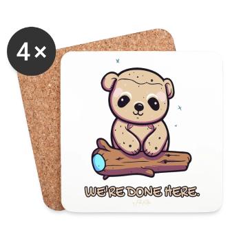 Cute Tough Bear - We're Done Here - Coasters (set of 4) - white - Front