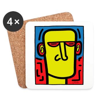 Pop Art Art Portrait, Mute, Silence - Coasters (set of 4) - white - Front